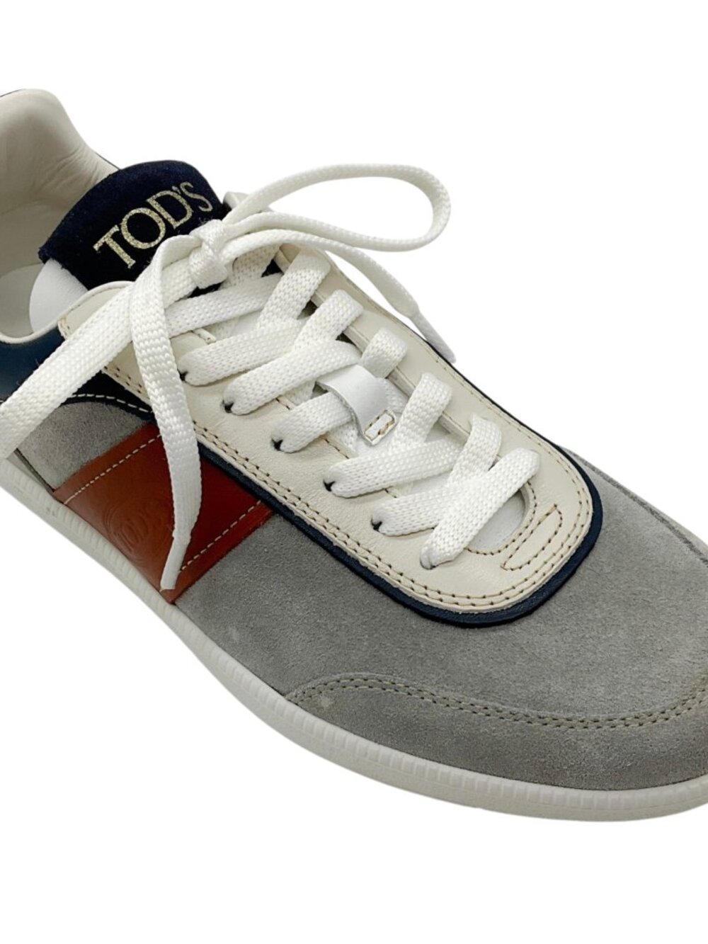 Tod's Grey Suede / Navy Blue Leather Tabs Sneakers